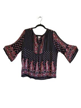 Bila Boho Festival Black and Pink Blouse Large